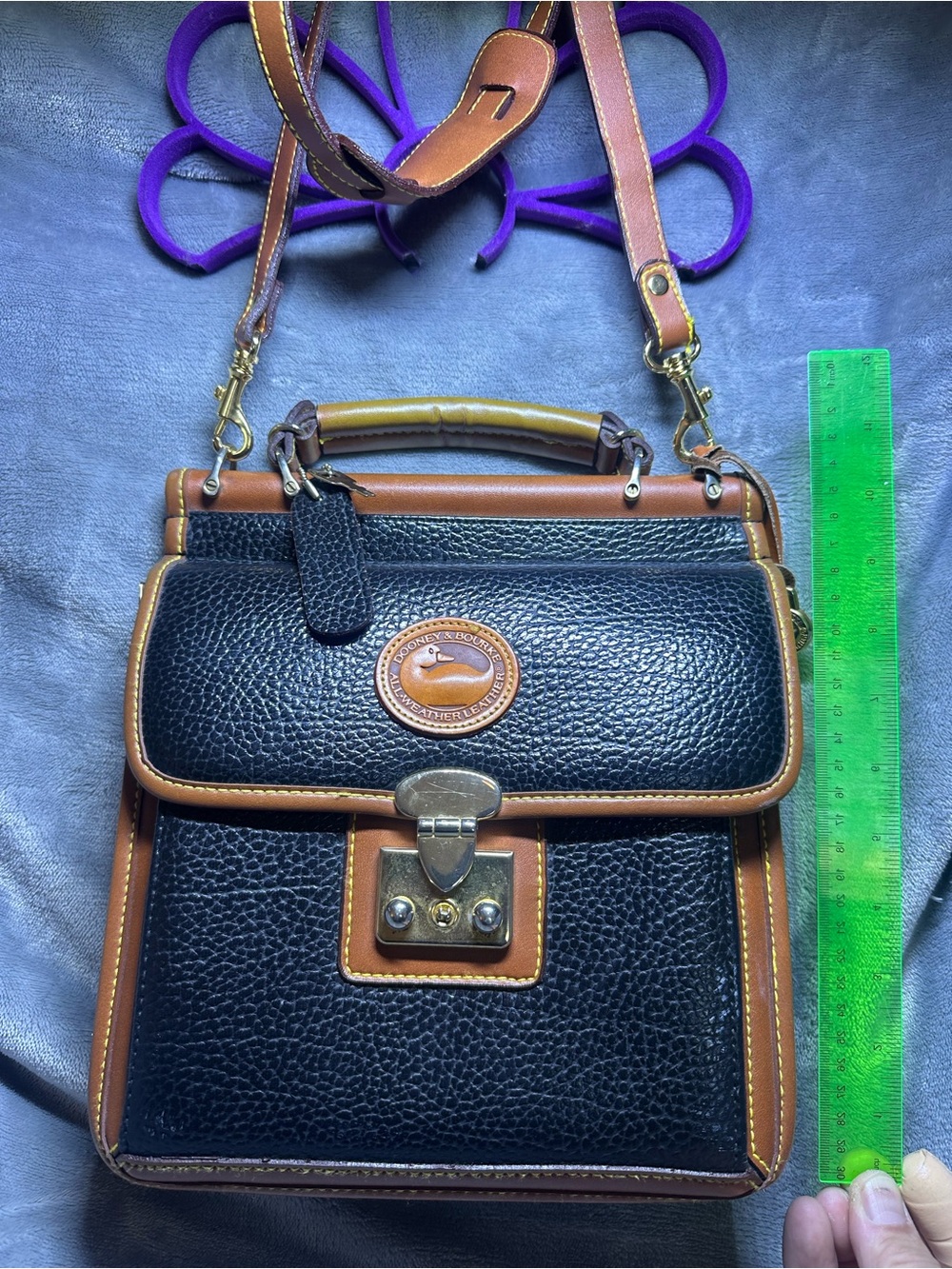 Dooney & Bourke Black and Brown Pebbled Leather Messenger Bag